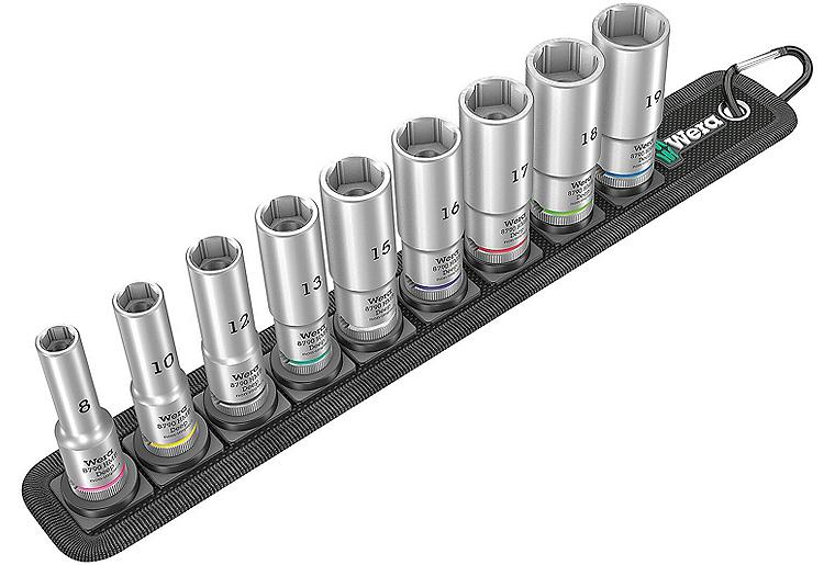Satz Steckschlüsseleinsatz WERA 9-teilig 3/8", 6-kant, SW 8,0 - 19,0, lang