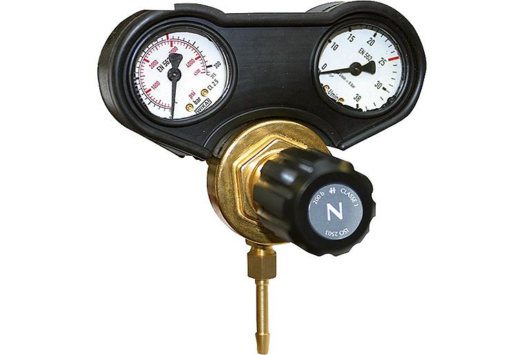 Zubehör zu E-Handinvertern Druckminderer für Schweißgase, 2Manometer,30 L/min,max 315bar