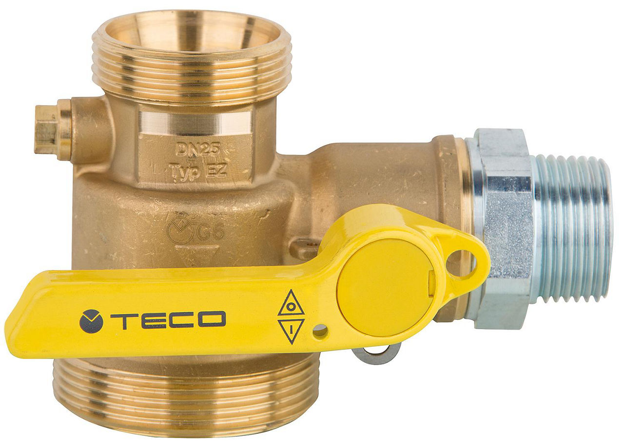 Gasabsperr-Kugelhahn mit GS 2,5m³/h Einrohrzähler, Eckform Gasabsperr-Kugelhahn mit GS 2,5m³/h Einrohrzähler, Eckform