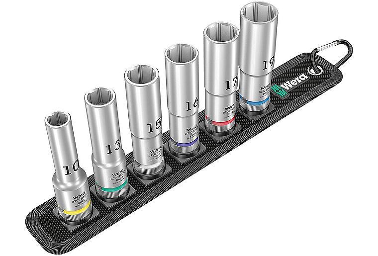 Satz Steckschlüsseleinsatz WERA 6-teilig 1/2", 6-kant, SW 10,0 - 19,0, lang