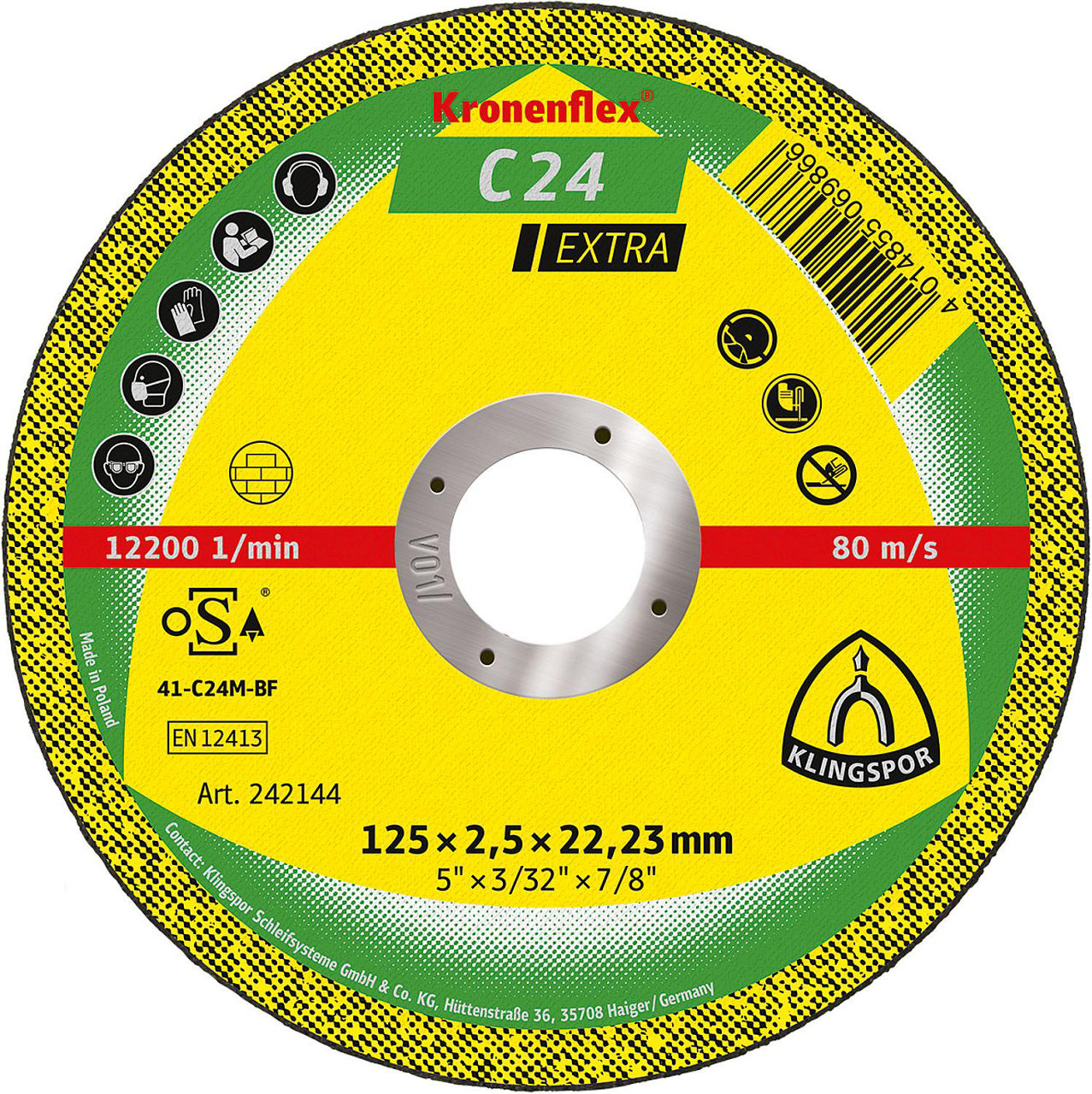 Trennscheibe KLINGSPOR C 24 EXTRA 125 x 2,5 x 22,23 mm, gerade Trennscheibe KLINGSPOR C 24 EXTRA 125 x 2,5 x 22,23 mm, gerade