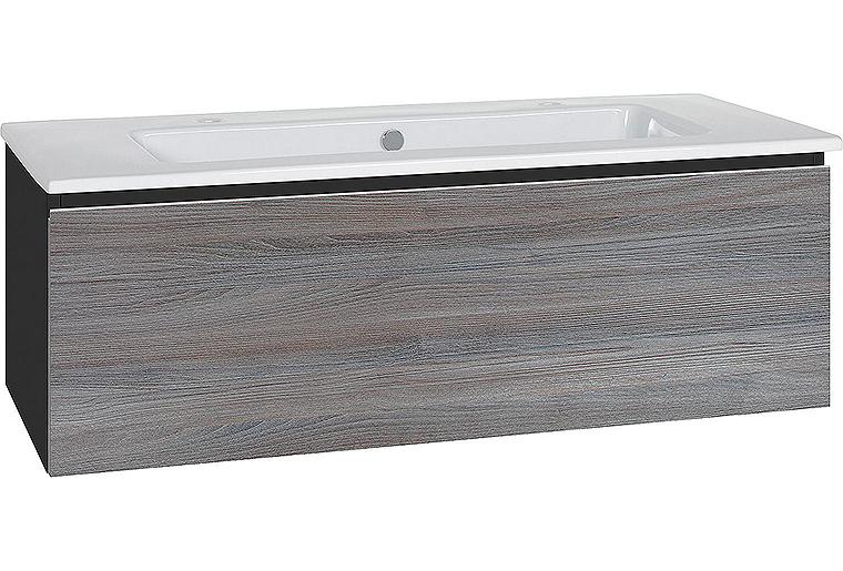 WTU + Keramik WT ELA Korpus schwarz smt Front Robinie Grau Dekor, 1210x420x510 mm WTU + Keramik WT ELA Korpus schwarz smt Front Robinie Grau Dekor, 1210x420x510 mm