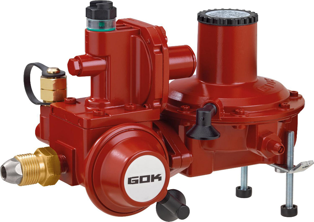 Behälterregler-Kombination RVS 18 bis 12kg/h 50mbar mit Notversorgungsanschluß Behälterregler-Kombination RVS 18 bis 12kg/h 50mbar mit Notversorgungsanschluß