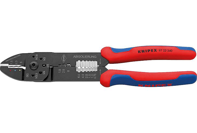Universal-Crimpzange schwarz lackiert, 240mm,für isolierte Kabelschuhe +Steckverbinder 0,5-6,0 mm²