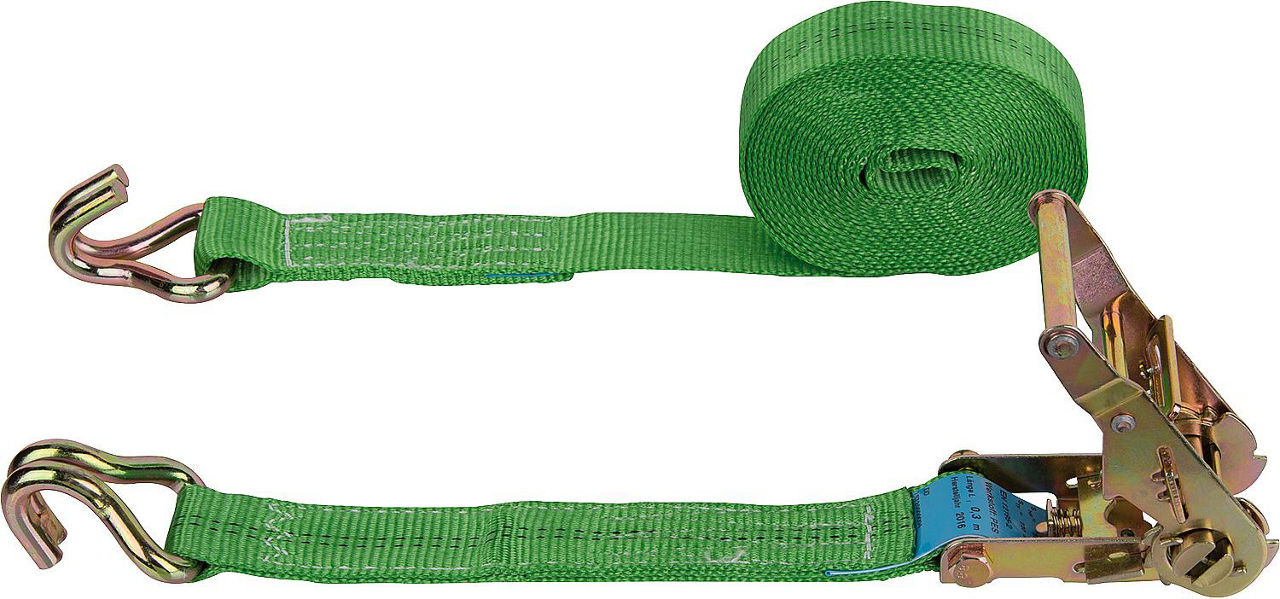 Verzurrgurt, Zweiteilig DIN EN 12995-2 Grün, Gurt 35 mm, Länge 6,0 mtr. Verzurrgurt, Zweiteilig DIN EN 12995-2 Grün, Gurt 35 mm, Länge 6,0 mtr.