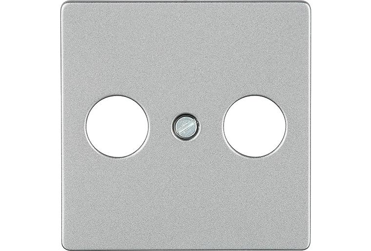Abdeckplatte für TV/SAT-Anschluss aluminiummetallic/ Schutzart IP20 2-Loch-Ausführung / 1 Stück