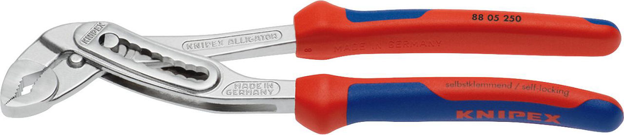 KNIPEX-Alligator Wasserpumpenzange verchromt mit zweifarbigen Mehrkomponenten-Griffhüllen L=300mm KNIPEX-Alligator Wasserpumpenzange verchromt mit zweifarbigen Mehrkomponenten-Griffhüllen L=300mm