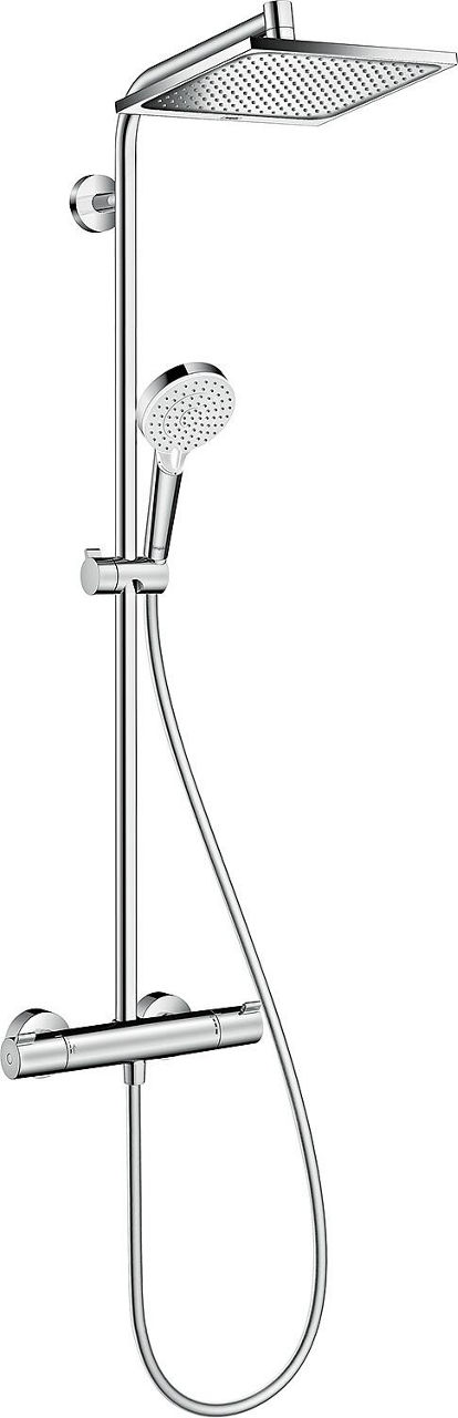 Brause-System Hansgrohe Crometta E240 EcoSmart, Handbrause, Kopfbrause 240x240mm und Thermostat chrom