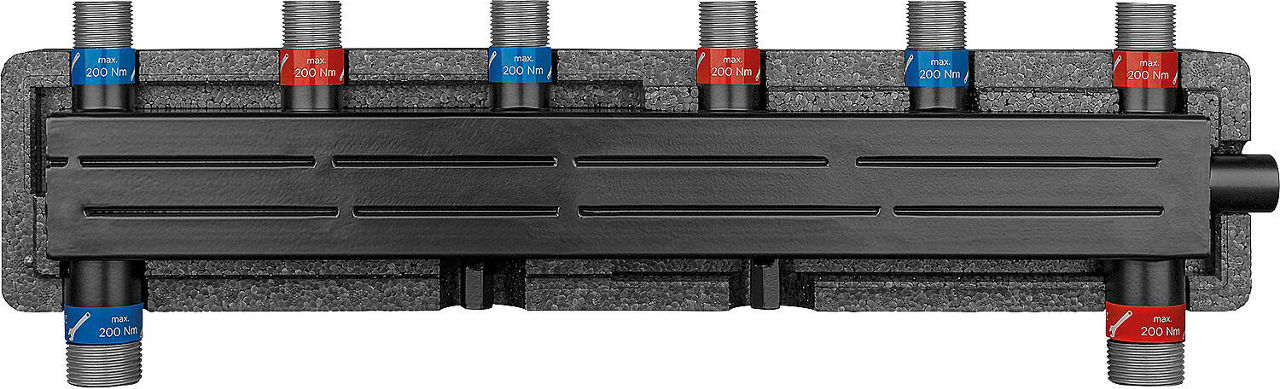Kombiverteiler Evenes VTW 2/3 AG DN20 (3/4"), 2m³/h, 50 kW, inkl. Halterung und Isolierung