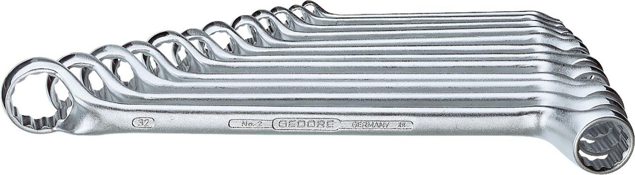 Doppel-Ringschlüssel-Satz tief gekröpft, 12-tlg. SW 6x7 - 30x32 (G)