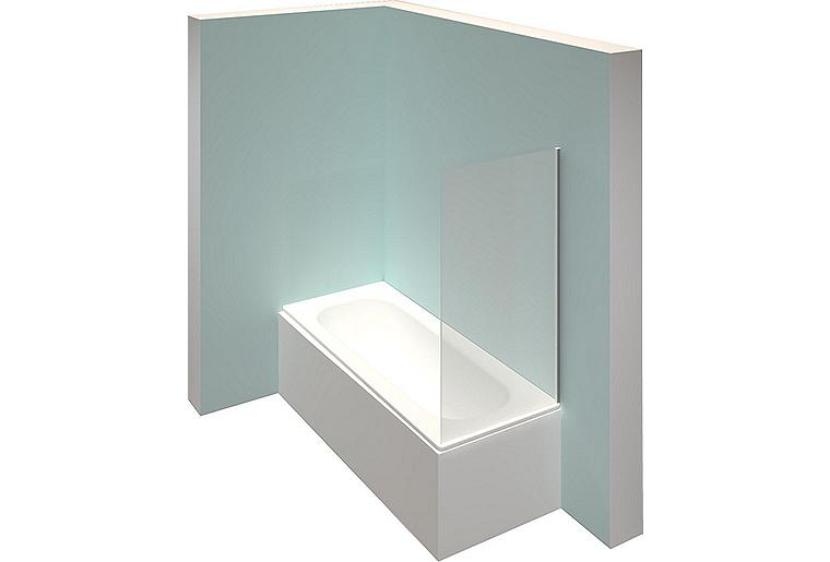 Seitenwand Hüppe Alpha 2 für Badewanne, silber matt,4mm, B:200-1200mm,H:500-2000mm
