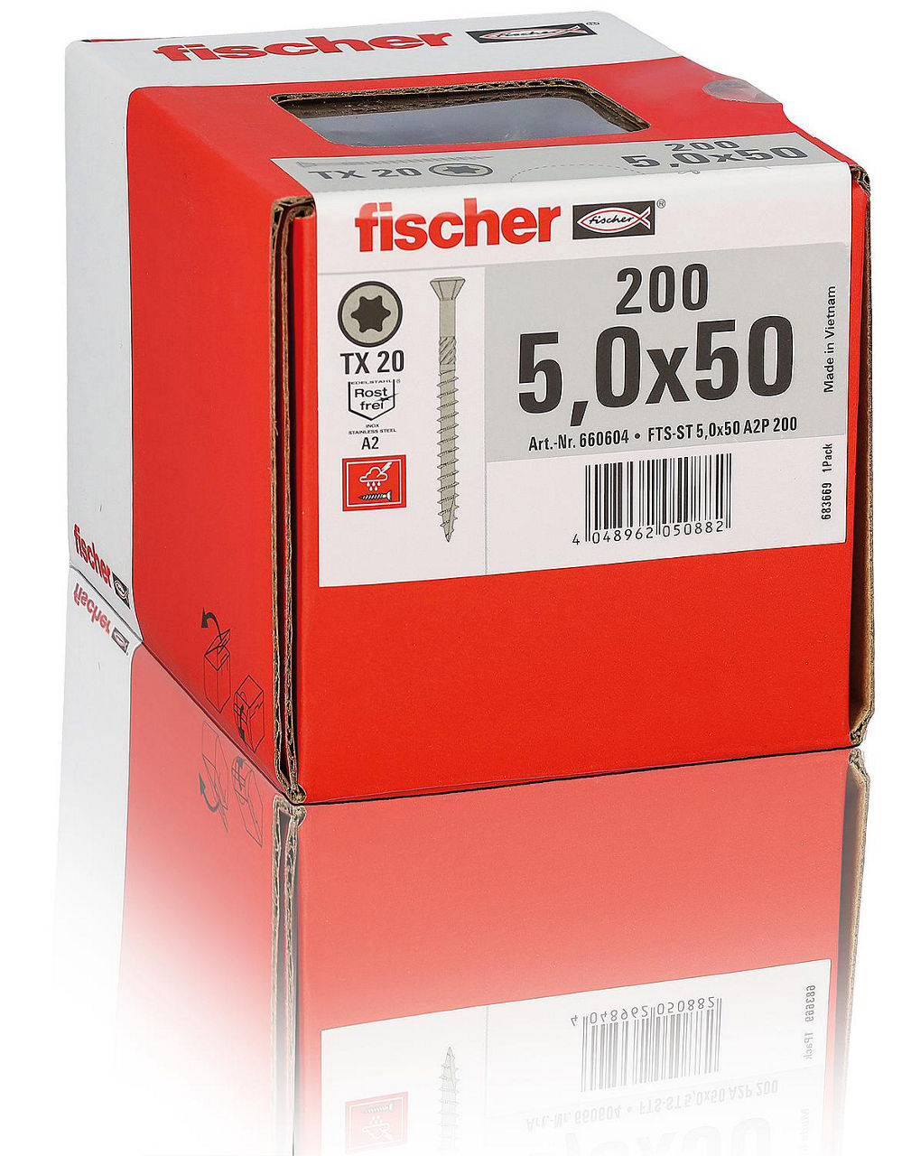 Terrassenschrauben 5,0x50 SK A2 TG TX 200 VPE 200 Terrassenschrauben 5,0x50 SK A2 TG TX 200 VPE 200
