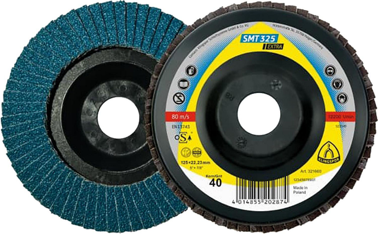 Lamellenschleifteller KLINGSPOR K80, 115 x 22,23 mm gerade