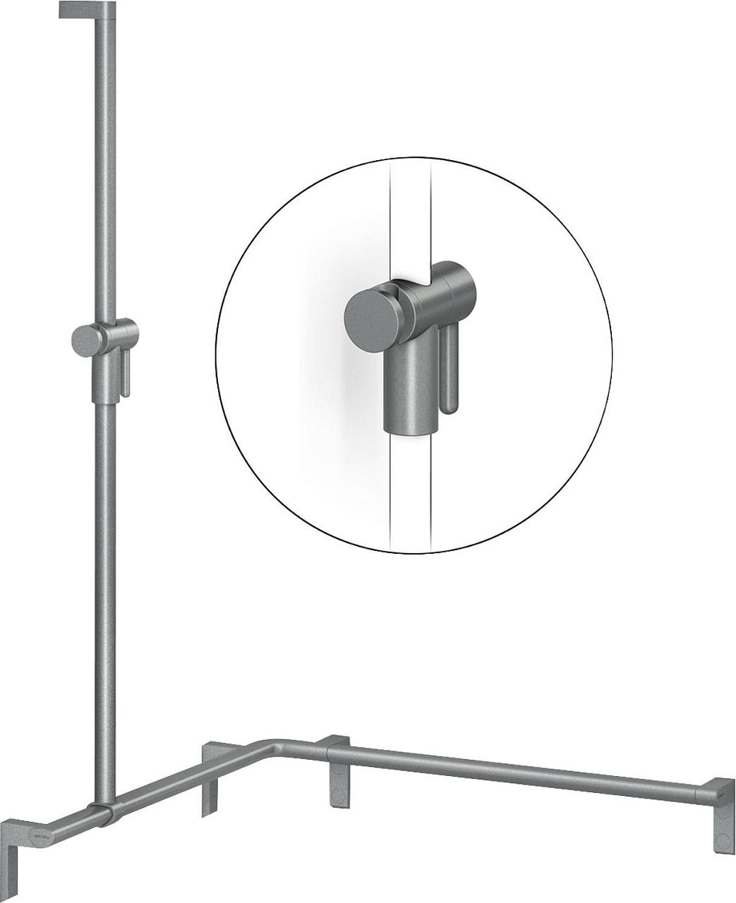 Duschhandlauf Serie Cavere aus Alu., Anthrazit-Metallic 95, 1100x1100x1200, mit Brausehalter+Befest.