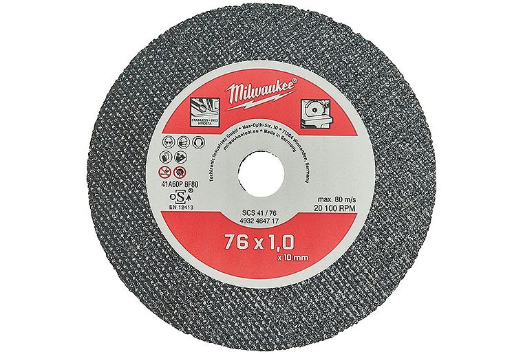 Trennscheibe Milwaukee SCS41, Ø 76 x 10 x 1,0 mm, VPE = 5 Trennscheibe Milwaukee SCS41, Ø 76 x 10 x 1,0 mm, VPE = 5