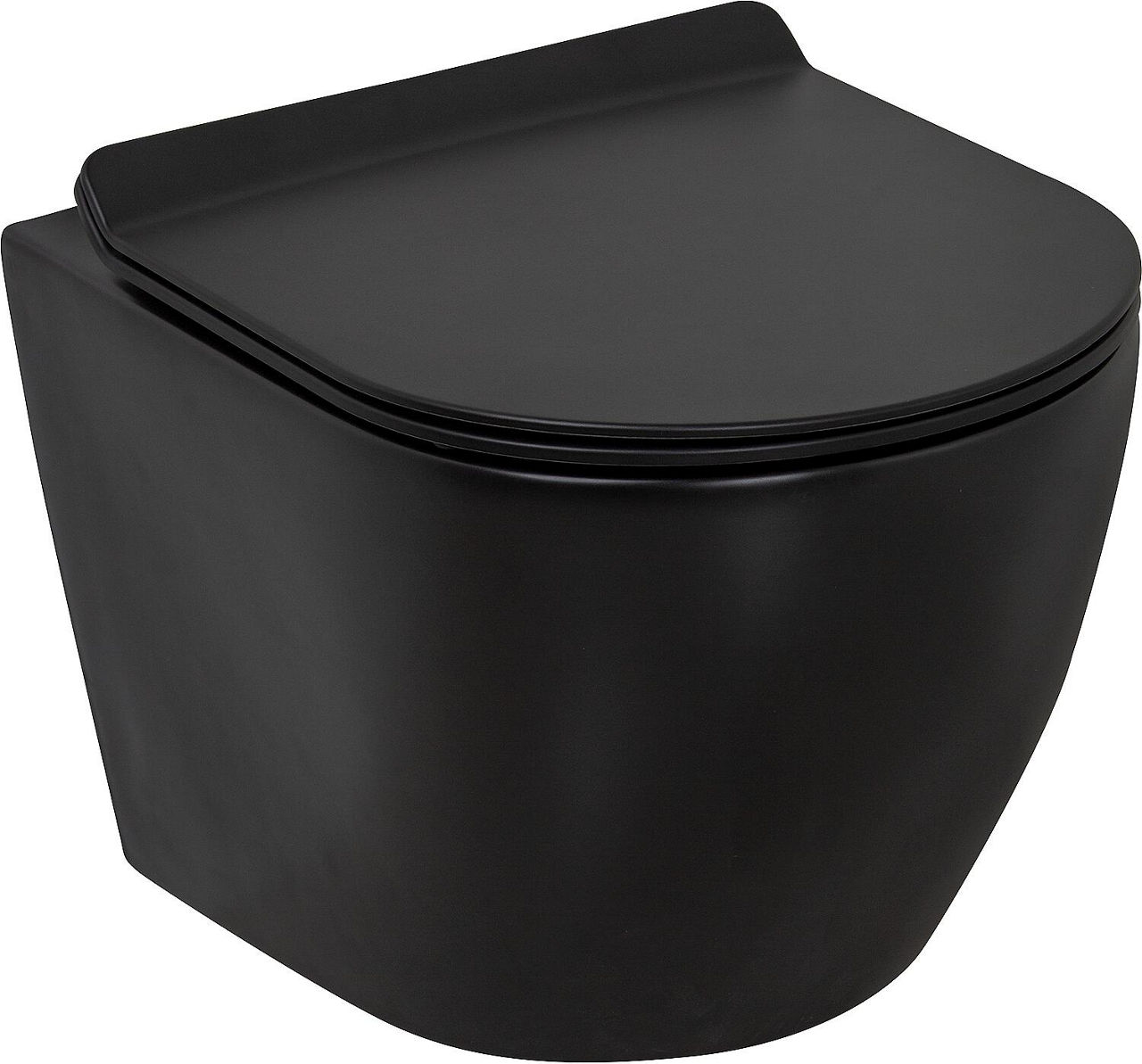 Combi-Pack Arax Wand-Tiefspül WC Spülrandlos mit Silent Flush 370x370x485mm + WC-Sitz schwarz matt