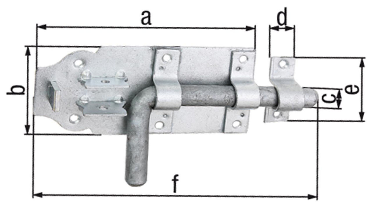 Bolzenriegel mit Schlaufe, 210x70mm, feuerverzinkt Bolzenriegel mit Schlaufe, 210x70mm, feuerverzinkt