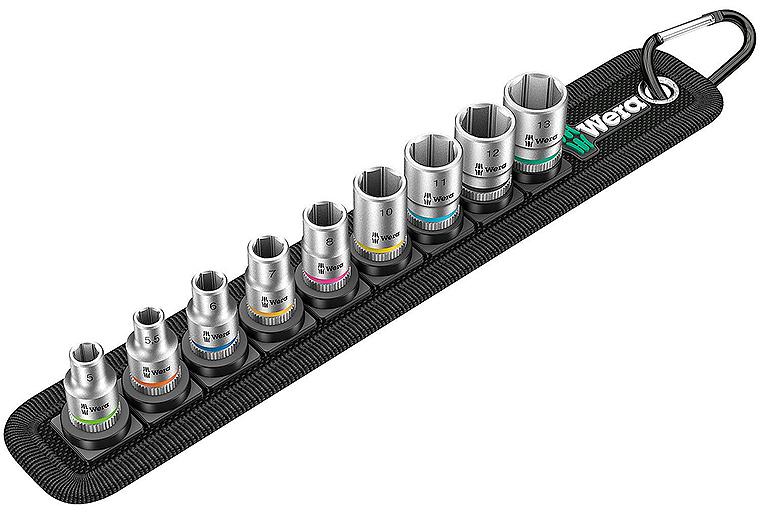 Satz Steckschlüsseleinsatz WERA 9-teilig 1/4", 6-kant, SW 5,0 - 13,0, kurz