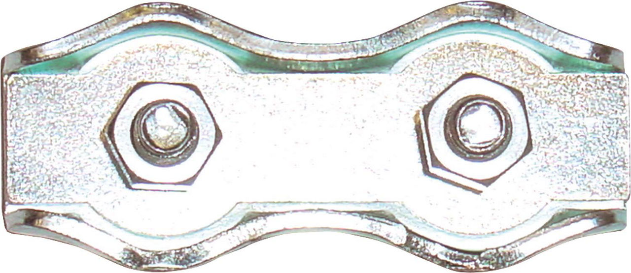 Duplex Seilklemme mit 2 Schrauben, verzinkt, maximaler Ø Seil: 4 mm Duplex Seilklemme mit 2 Schrauben, verzinkt, maximaler Ø Seil: 4 mm