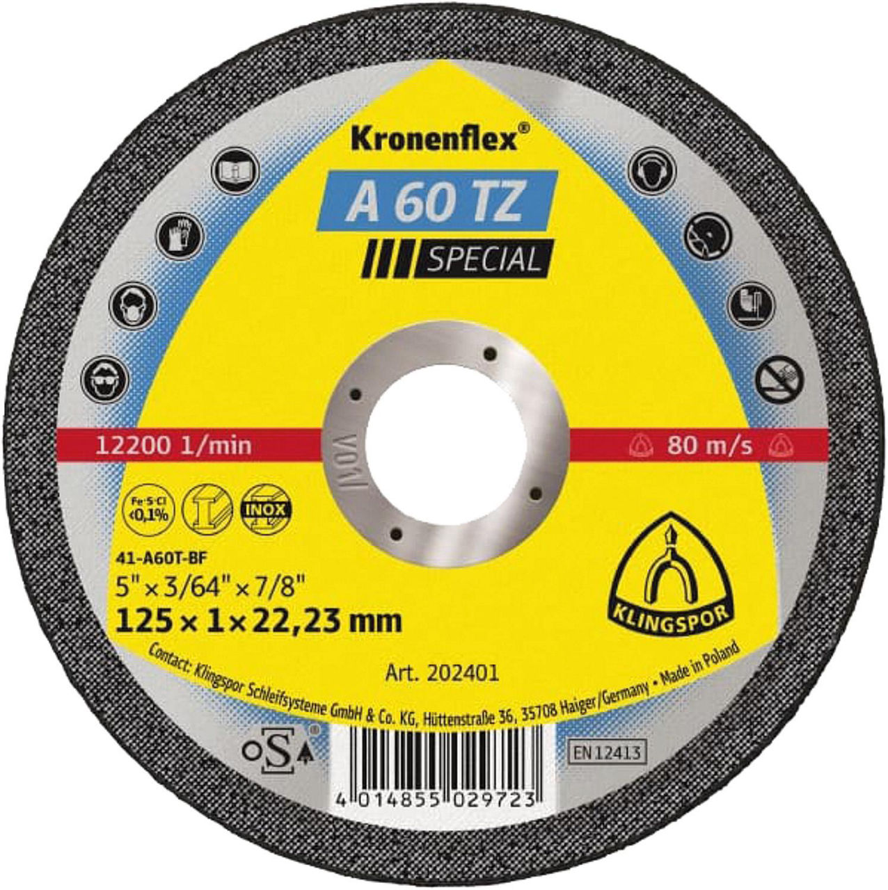 Trennscheibe KLINGSPOR 115x1,0x22,23mm Trennscheibe KLINGSPOR 115x1,0x22,23mm