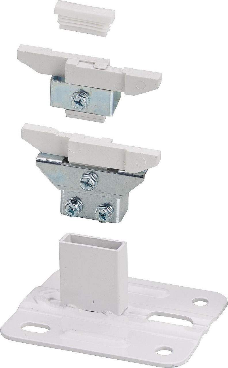 Standfix für Innenmontage weiß bestehend aus: Fuß,Konsole,Halter und Stopfen, Größe 80-100mm Standfix für Innenmontage weiß bestehend aus: Fuß,Konsole,Halter und Stopfen, Größe 80-100mm