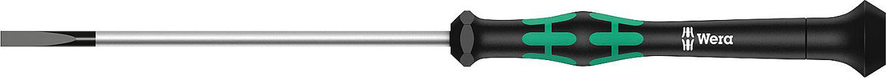 Feinmechanik-Schlitz-Schraubendreher Wera 2035 Serie Kraftform Micro, Drehkappe, Black Point-Spitze, SL1,5 x 0,23 x 40 mm Feinmechanik-Schlitz-Schraubendreher Wera 2035 Serie Kraftform Micro, Drehkappe, Black Point-Spitze, SL1,5 x 0,23 x 40 mm