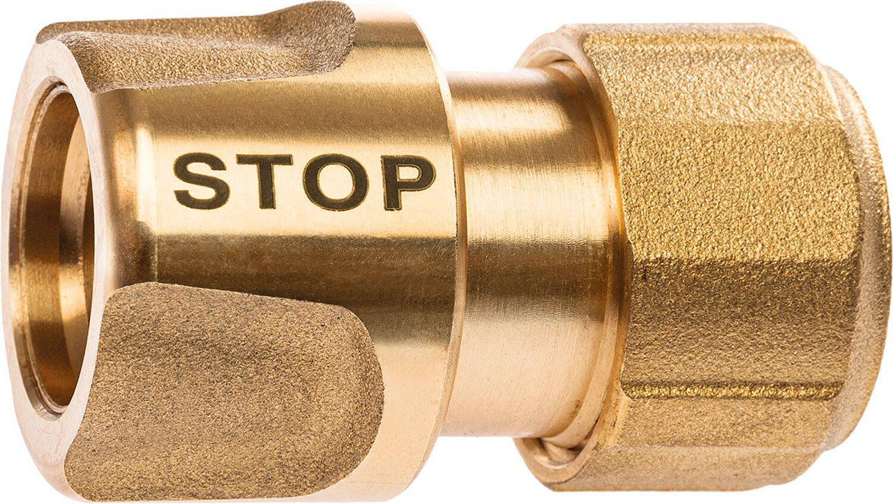 Geka plus Schlauchstück mit Wasserstopp, 3/4"-19mm. MS, DVGW Geka plus Schlauchstück mit Wasserstopp, 3/4"-19mm. MS, DVGW