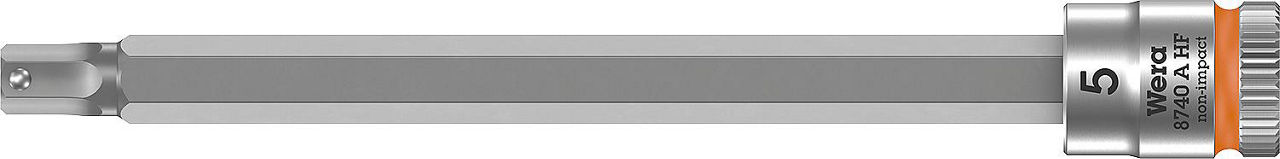 Innensechskant-Steckschlüsseleinsatz Wera 8740 A HF Bitnuss mit 1/4"-Antrieb, metrisch, lang, mit Haltefunktion, SW 5,0 x 100 mm