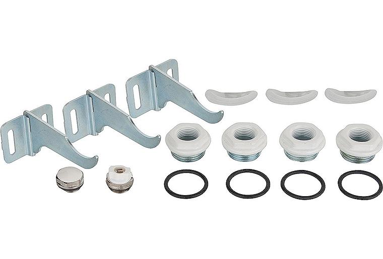 Anschluss-Stopfen-Set A82 für Dual 80, G1"x1/2", RAL9010,inkl. Halterungen