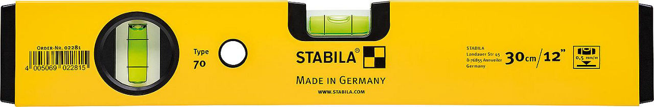 Wasserwaage Stabila Type 70, 30cm Wasserwaage Stabila Type 70, 30cm