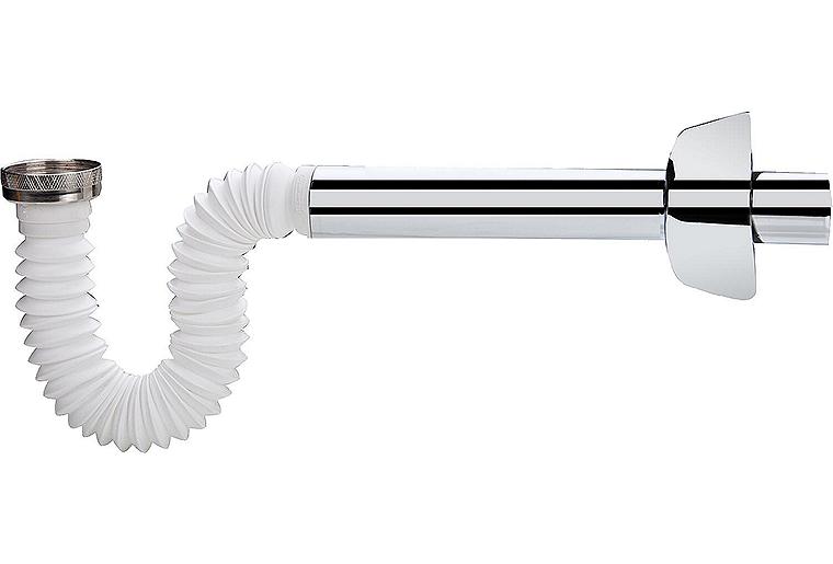 Röhrensiphon flexibel 230mm 11/4"x32mm PP/ABS Farbe: weiß/chrom Röhrensiphon flexibel 230mm 11/4"x32mm PP/ABS Farbe: weiß/chrom
