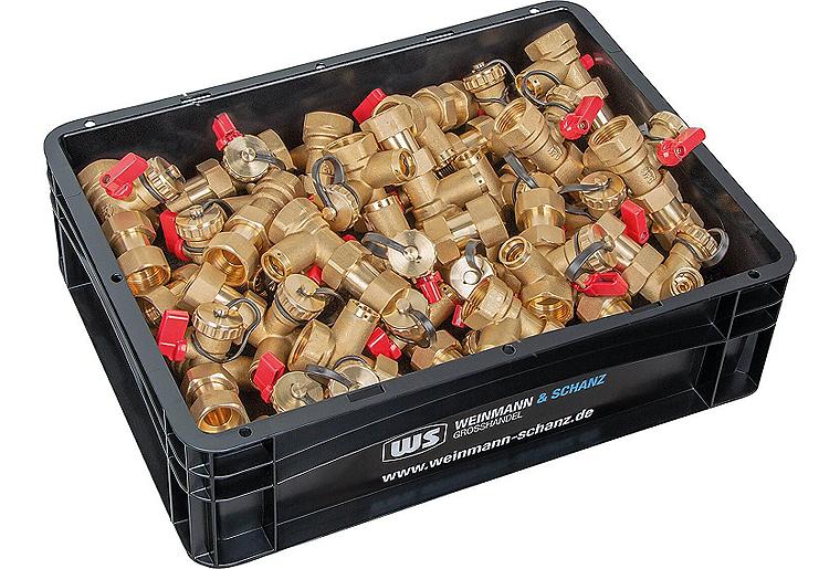 Messing-Kappenventil m. Plombiervorrdichtung u. KFE-H, Vorteilspaket, DN20 (3/4") inkl. WS-Box