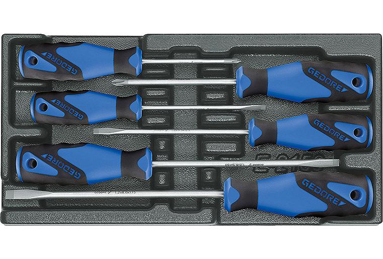 Schraubendrehersatz GEDORE 6-teilig in ABS-Kunststoff Modul Schlitz/Phillips
