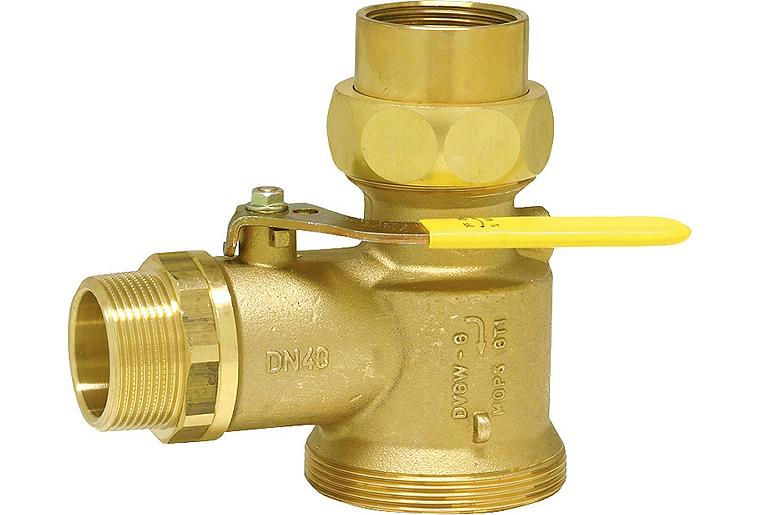 Gasabsperrkugelhahn DN 40 (1 1/2") für Einrohrgaszähler mit Prüföffnung Gasabsperrkugelhahn DN 40 (1 1/2") für Einrohrgaszähler mit Prüföffnung