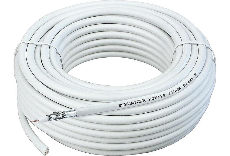 SAT Koaxialkabel 110 dB, weiß Rolle a 100m