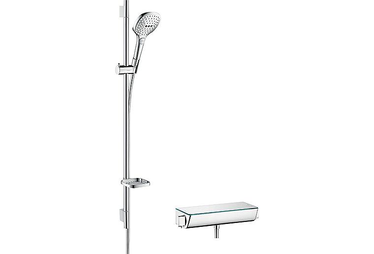 Brausethermostat-Set Hansgrohe Raindance Select E 120 Brausestange 900 mm, Handbrause Ø 120 mm und Brauseschlauch chrom