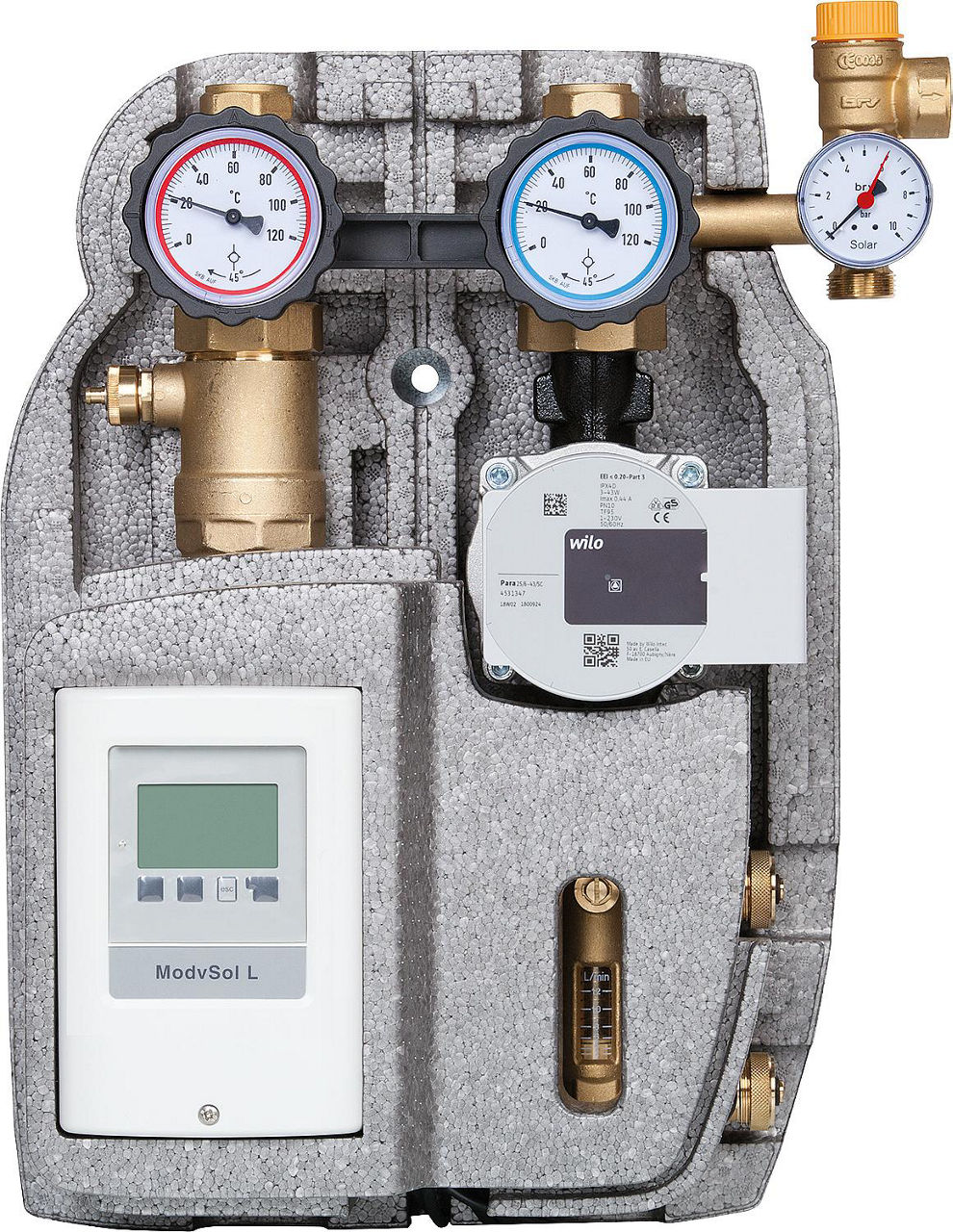 Solarstation Easyflow 22mm Zweistrang,2-12l/min,m.Regelung, Wilo Para ST25/6