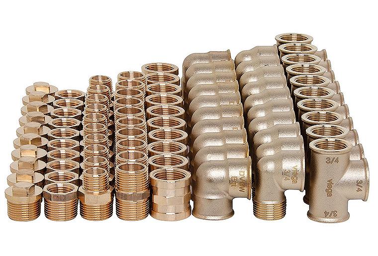 Rotguss-Gewindefittings Vorteilspaket DN20 (3/4") - 80-teilig