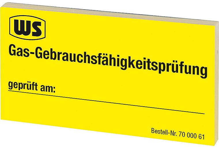 Wartungsaufkleber "Gas-Gebrauchsfähigkeitsprüfung" 1 Block mit 50 Stück Wartungsaufkleber "Gas-Gebrauchsfähigkeitsprüfung" 1 Block mit 50 Stück