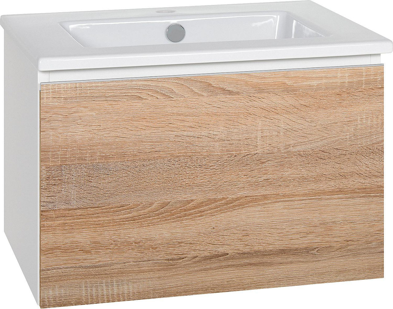 WTU + Keramik-WT ELA Korpus weiß smt - Front Eiche sägerau 610x420x510 mm