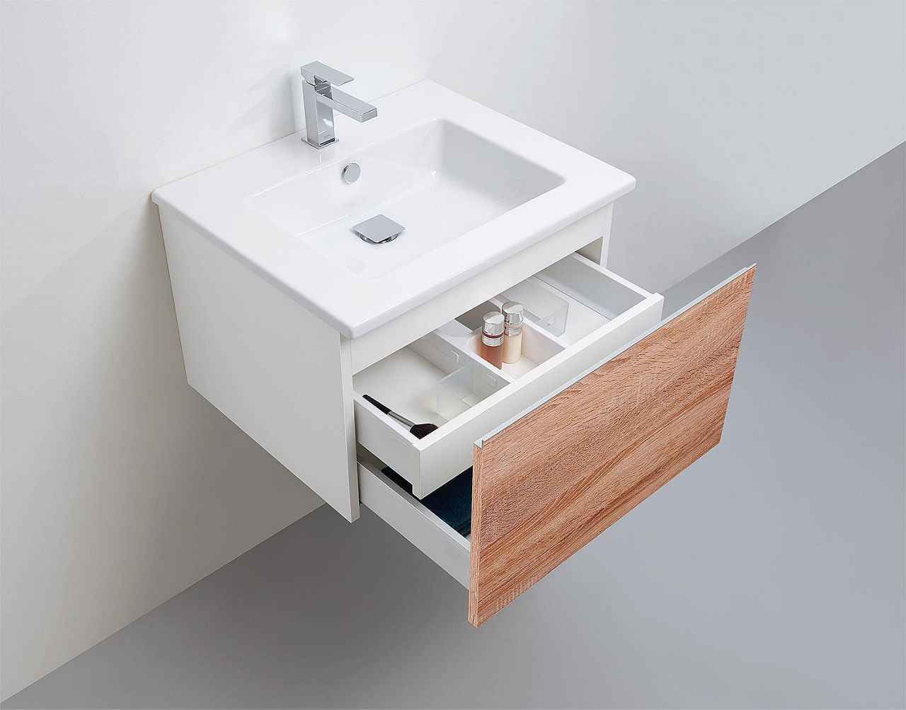 WTU + Keramik-WT ELA Korpus weiß smt - Front Eiche sägerau 610x420x510 mm