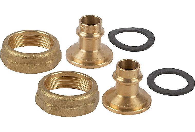Verschraubungssatz 1 1/4"ÜWM x 15 mm Pressfitting für Brauchwasserpumpen Verschraubungssatz 1 1/4"ÜWM x 15 mm Pressfitting für Brauchwasserpumpen
