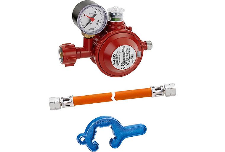 Einflaschenanlage für Kleinflaschen, Typ EN61-DS, KLF x G1/4" LH-ÜWM, 50 mbar, 1,5 kg/h Einflaschenanlage für Kleinflaschen, Typ EN61-DS, KLF x G1/4" LH-ÜWM, 50 mbar, 1,5 kg/h