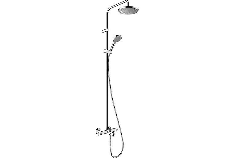 Brause-System Hansgrohe 200 1jet Vernis Blend Handbrause, Kopfbrause Ø 205 mm und Thermostat chrom