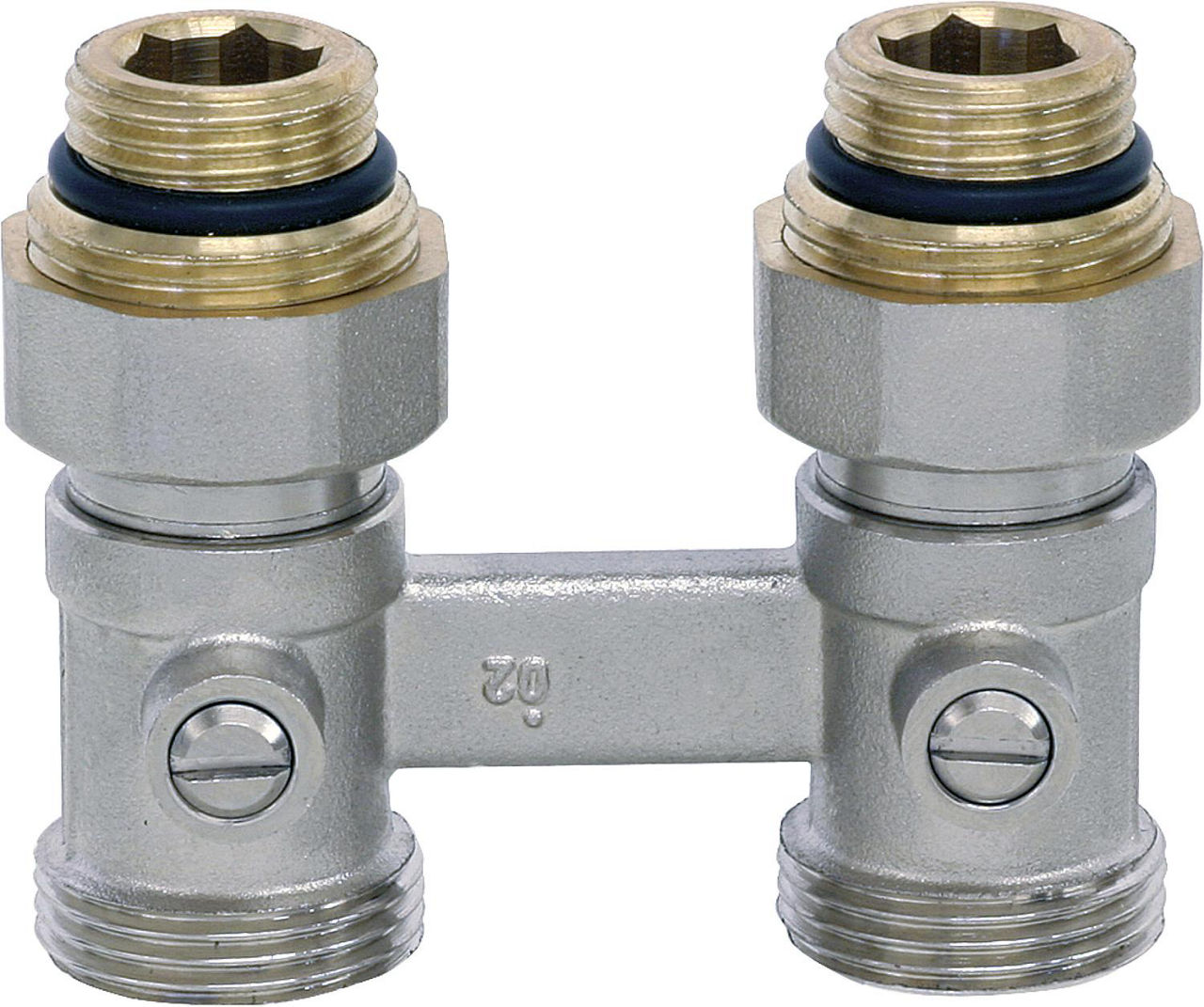 Doppelkugelhahnverschraubung Zweirohrsystem 1/2"AG Eckform Doppelkugelhahnverschraubung Zweirohrsystem 1/2"AG Eckform