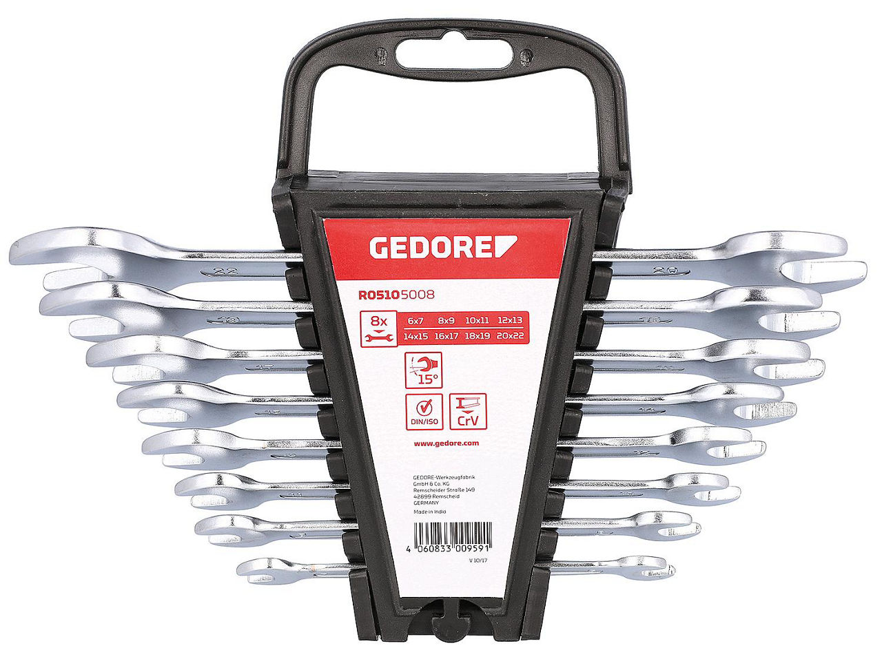 GEDORE red Doppel-Maulschlüssel- Satz, 8-tlg., 6 x 7 - 20 x 22