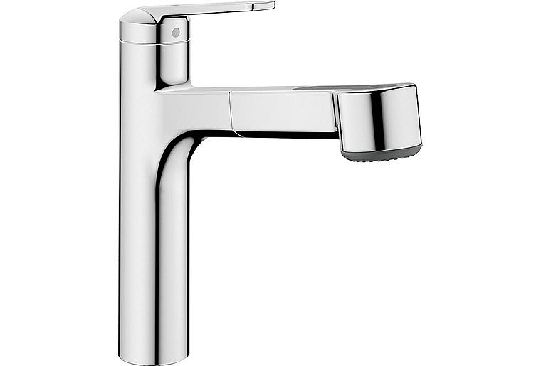 Spültischmischer KWC Domo herausziehbare Geschirrbrause Ausladung 225 mm chrom