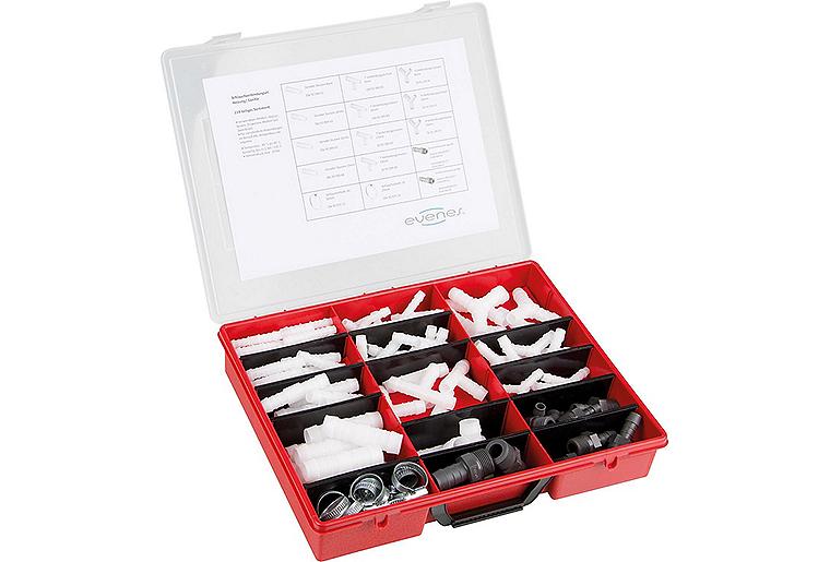 Schlauchverbindungs-Set Heizung/Sanitär, 114-teilig im Kunststoffkoffer
