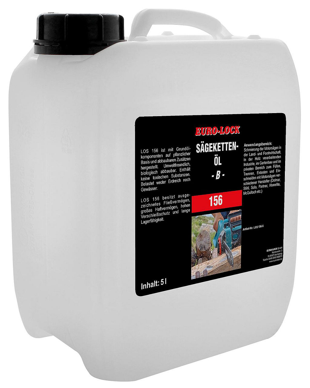 Sägekettenöl EURO-LOCK LOS 156, biologisch abbaubar, 5l Kanister Sägekettenöl EURO-LOCK LOS 156, biologisch abbaubar, 5l Kanister