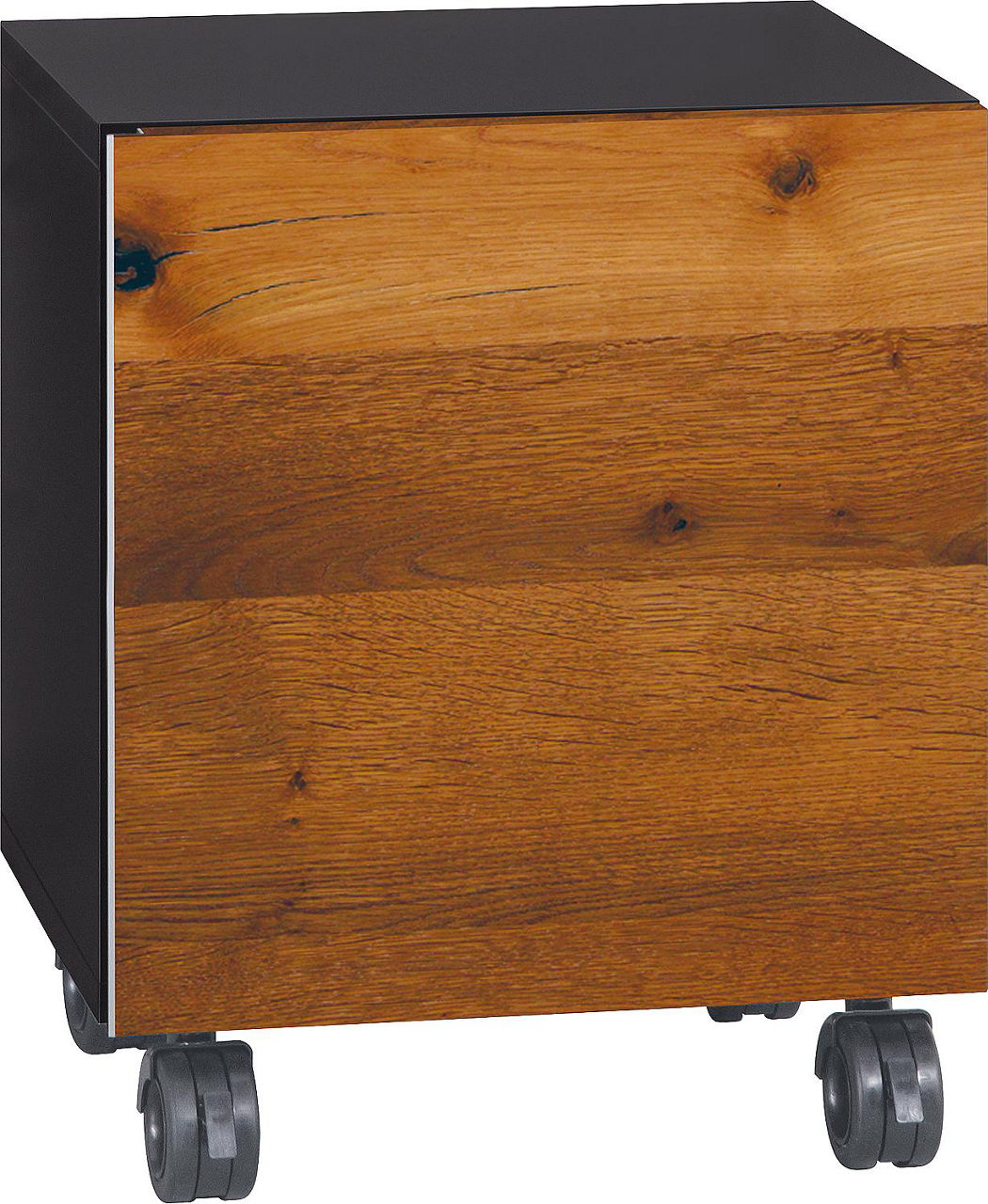Rollcontainer ELA Korpus schwarz smt - Front Eiche Furnier dunkel 400x400x350 mm Rollcontainer ELA Korpus schwarz smt - Front Eiche Furnier dunkel 400x400x350 mm